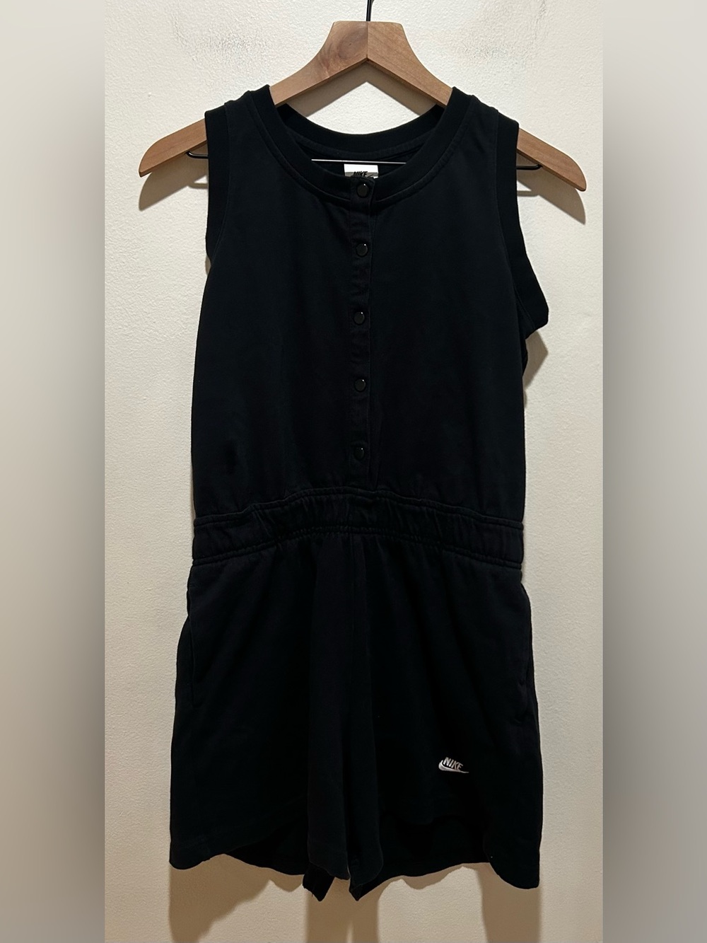 Nike Kids Black Jersey Shorts Sleeveless Snap Front Romper - Girl’s Size XL